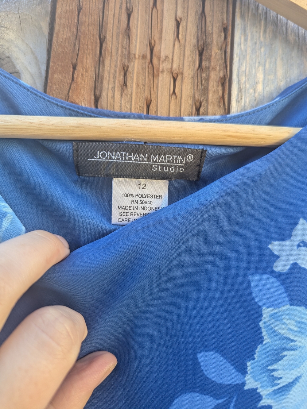 Vintage Y2K jonathan martin Blue Diagonal Floral Maxi Dress - Picture 3 of 4